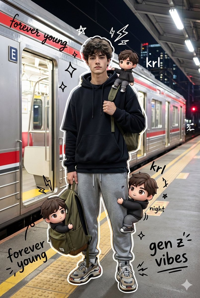 AI image generator prompt example: A high quality mixed media portrait of a trendy young man (u output