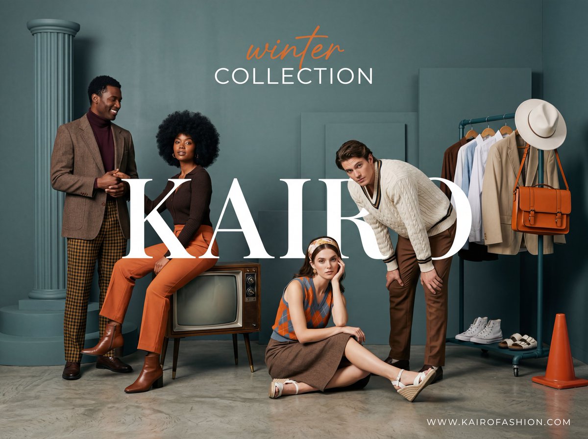 AI image generator prompt example: A wide-angle, studio fashion advertisement with a sophistica output