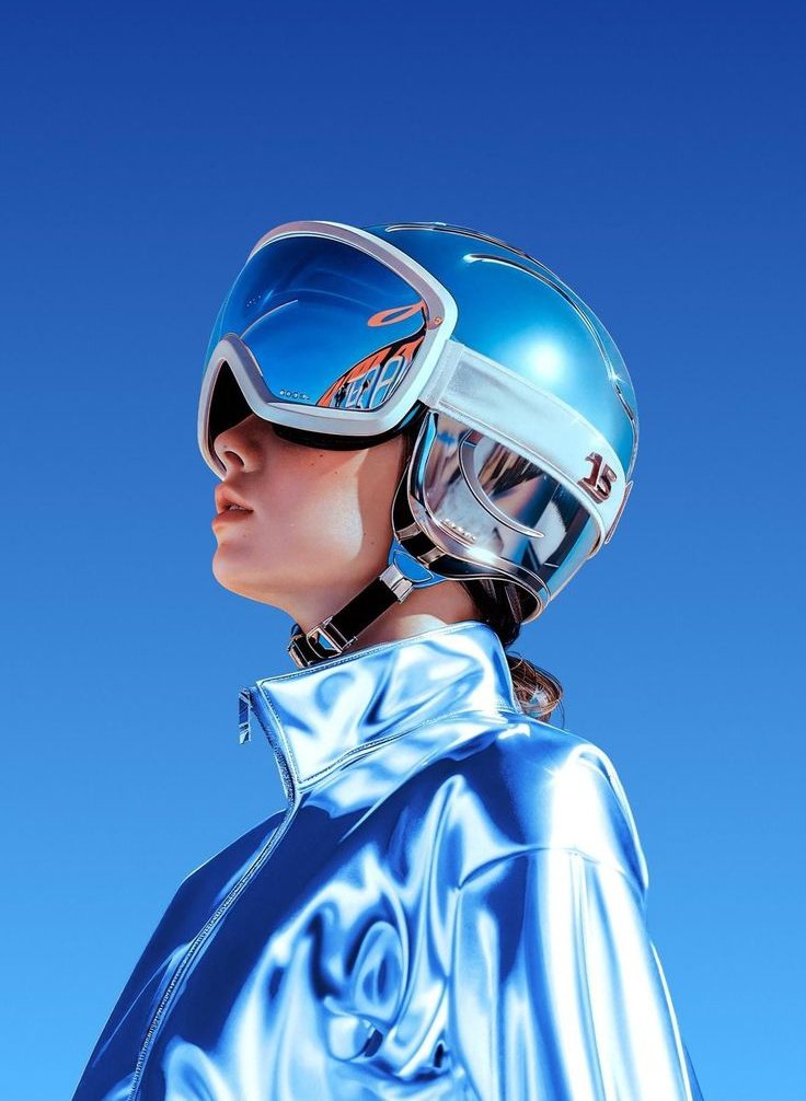 AI image generator prompt example: Ultra-realistic futuristic portrait of a young woman in side output