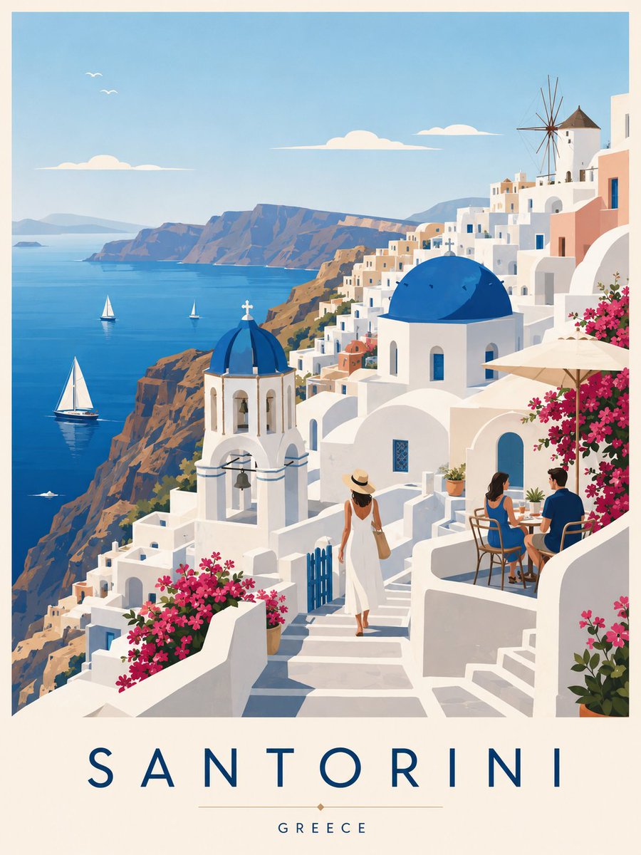 AI image generator prompt example: Create a premium editorial travel poster illustration of San output