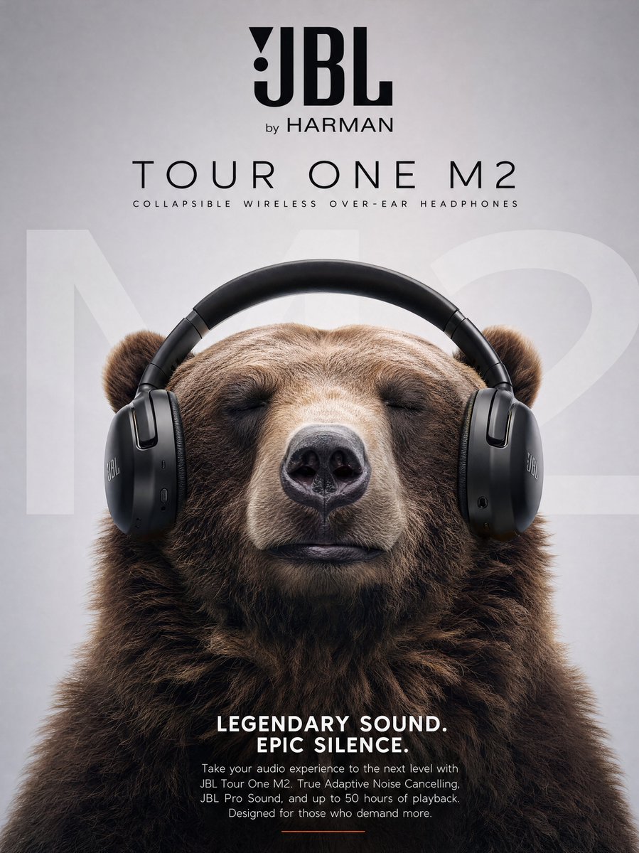 AI image generator prompt example: Ultra realistic commercial poster of a massive brown grizzly output