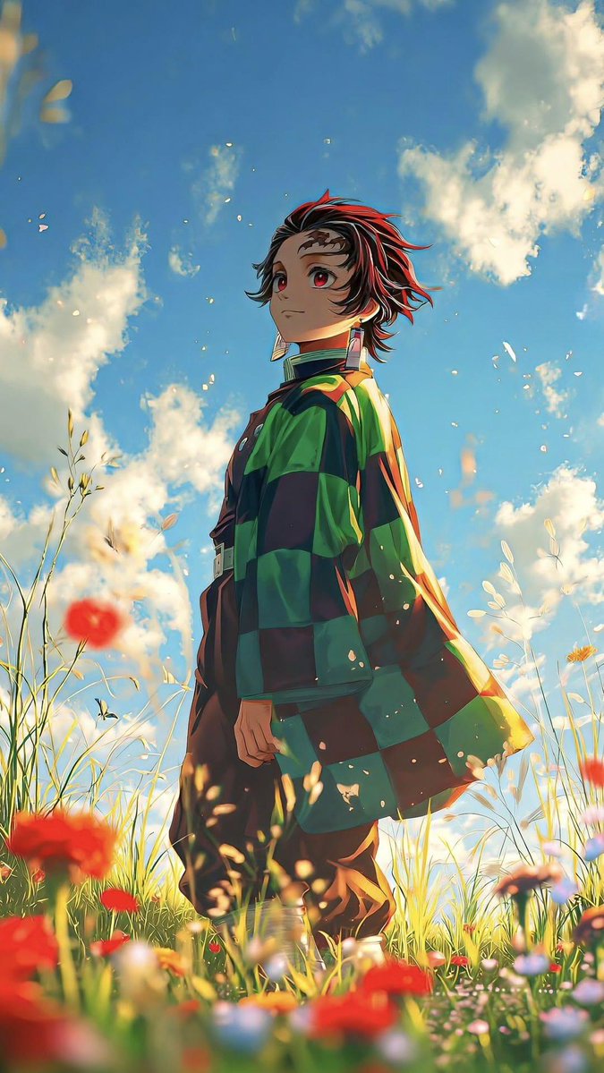 AI image generator prompt example: An anime protagonist standing peacefully in a breathtaking n output