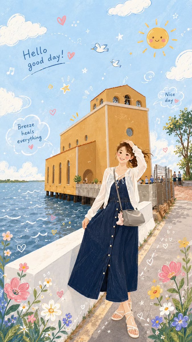AI image generator prompt example: Transform this photo into a warm, soothing Folk Flat Illustr output